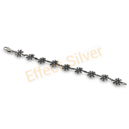 Patina silver flowers bracelet